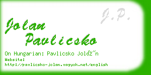 jolan pavlicsko business card